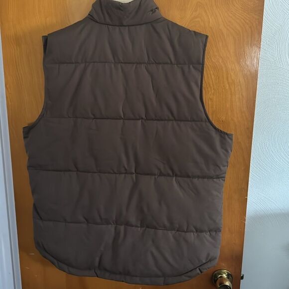 Brown Puffer Vest Mens Large Tall LT Snap Pockets - Picture 3 of 3